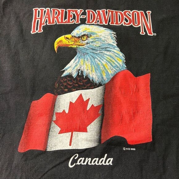 Vtg 2000 Y2K Harley Davidson Victoria Canada Bald Eagle t shirt 2XL - Picture 6 of 7